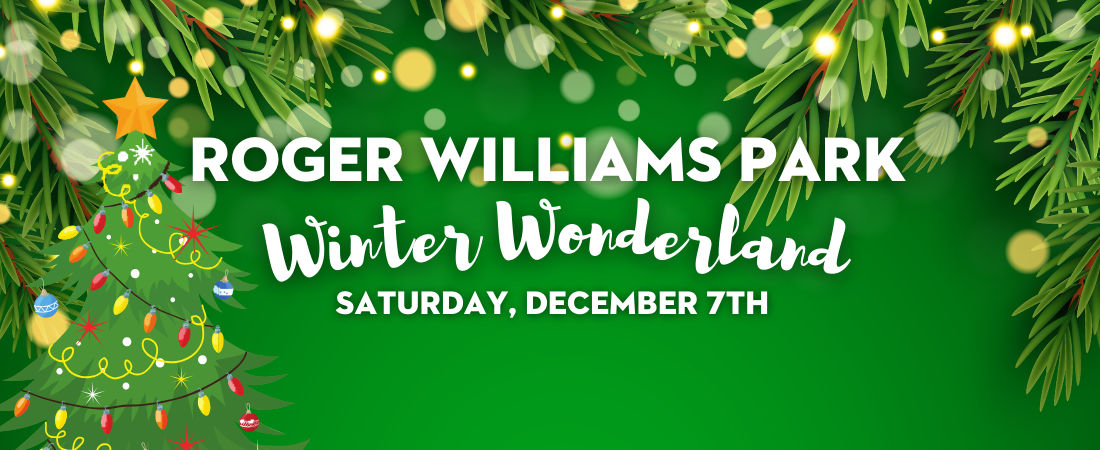 Roger Williams Park Winter Wonderland header logo with trees.